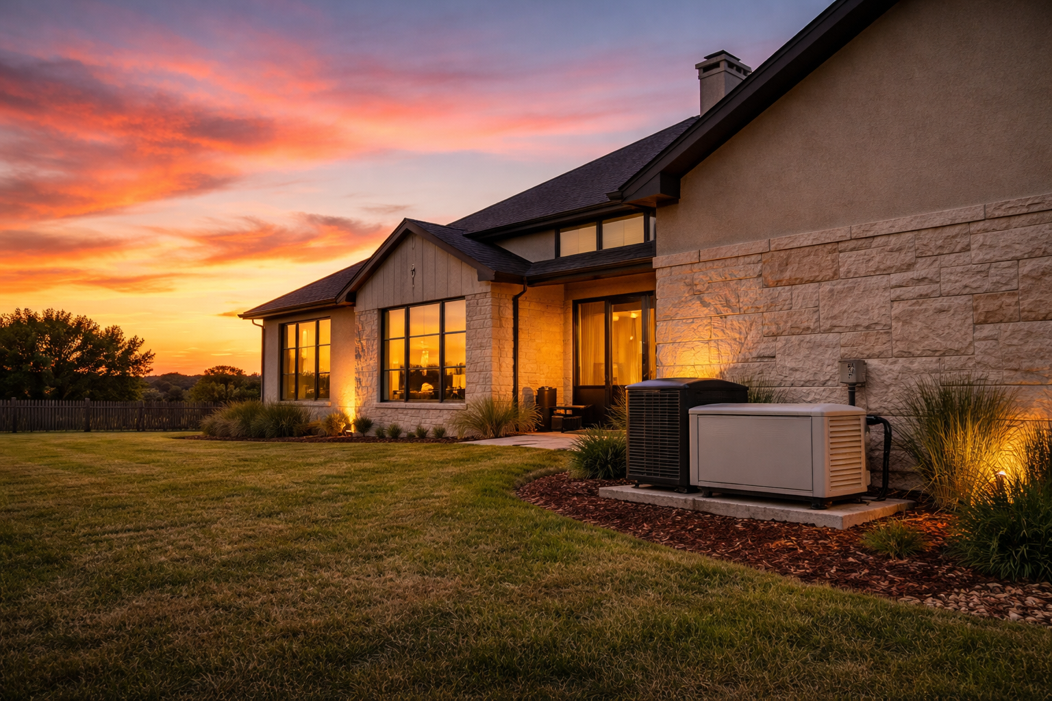 Standby generator installation at a modern home in Temple, Texas by MEP Electric